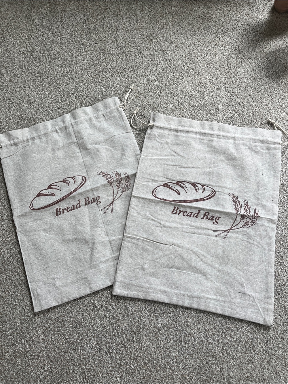 Canvas Drawstring Bread Bags with Wax Paper Interior